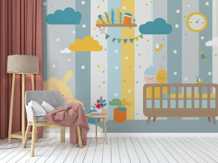 Nursery Room Wallpaper Wall Mural Home Decor Cute Design in 2023 .