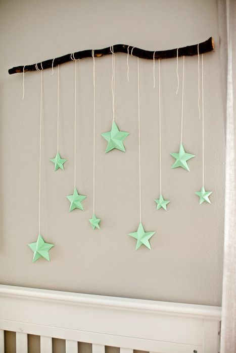 Nursery Mobile // DIY Branch with 3D Stars | Arte per pareti fai .