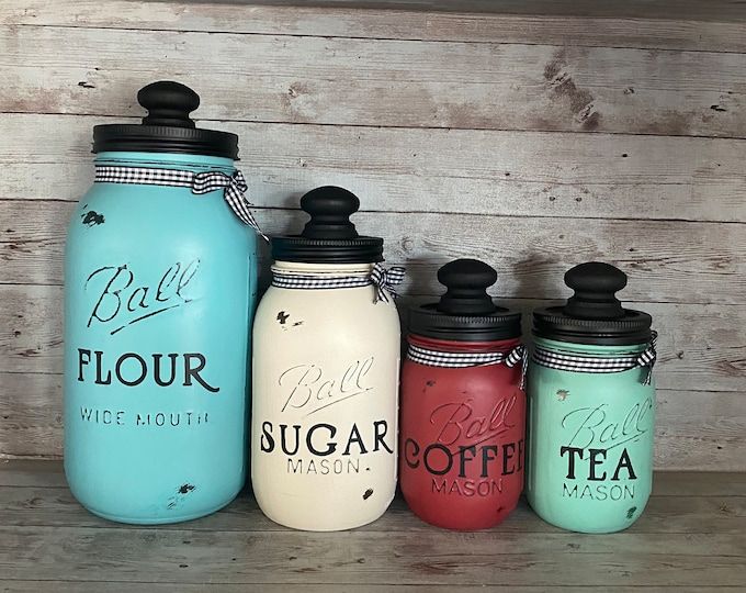Kitchen Canisters | Etsy in 2023 | Mason jar kitchen canisters .