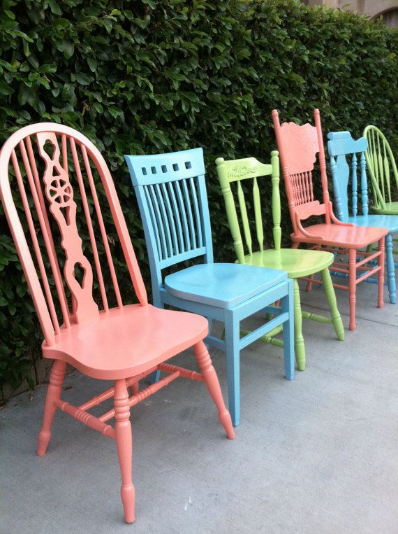 Shabby Chic Dining Chairs, Vintage ,Set of 4, Custom Colors, Mix .