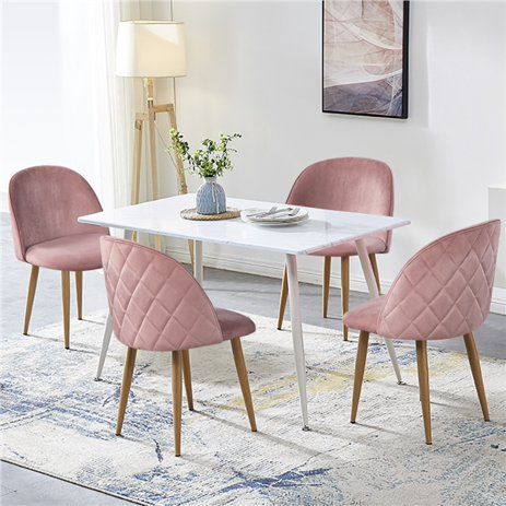 Easyfashion 2pcs Velvet Dining Chairs with Backrest for Kitchen .