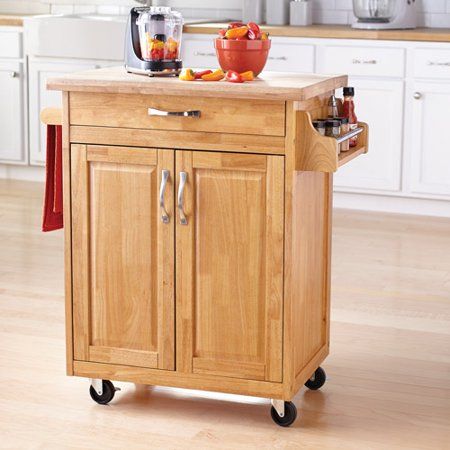 Mainstays Kitchen Island Cart with Drawer, Spice Rack, Towel Bar .