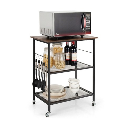 Costway 3-tier Kitchen Serving Cart Utility Standing Microwave .