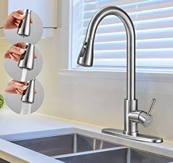 Kitchen Faucet, Single Handle Brushed Kitchen Sink Faucet with .