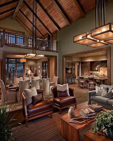 Custom Home in Utah by CSE & Associates | Log cabin interior .