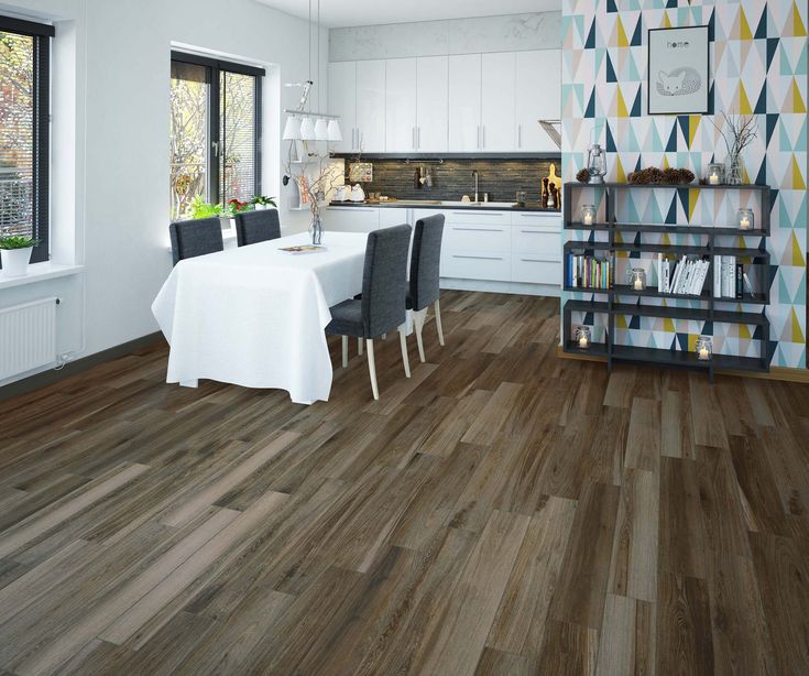 Kitchen - Braga brown 15x90 cm | Wood design, Wood look tile, Floori