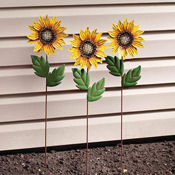 Fox Valley Traders Sunflower Stakes, Set of 3 by Maple Lane .