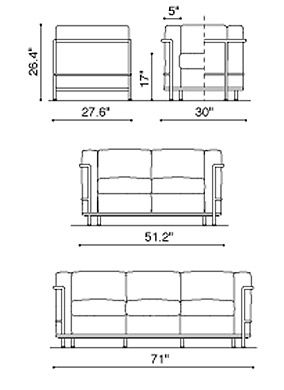 LC2 dimensions | Muebles, Muebles de hierro, Muebles sa