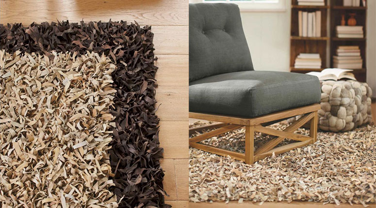 Scrappy Shag Leather Rug | The Green He