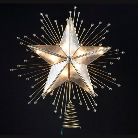 Christmas Decorations - 10" Lighted Capiz Star Tree Topper in .