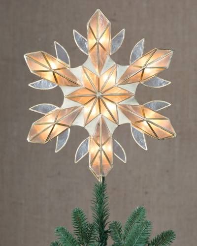 Capiz Snowflake Lighted Christmas Tree Topper | Balsam Hill .