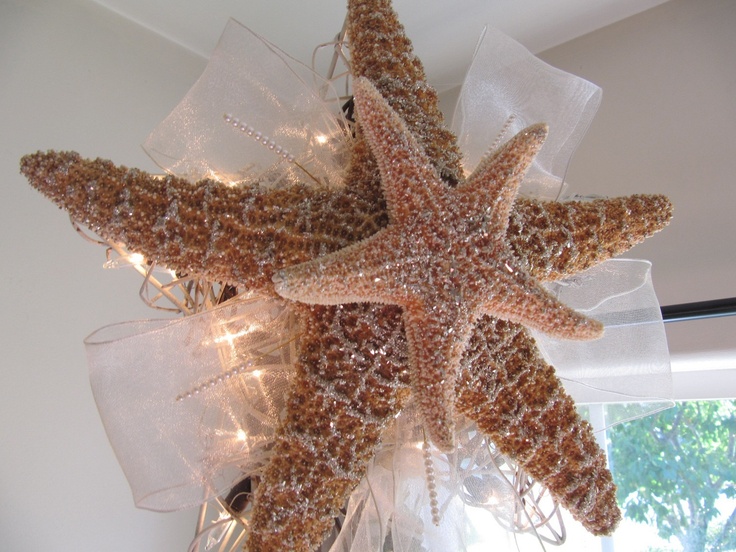 Lighted Christmas Tree Star Beach Starfish Handmade. $85.00, via .