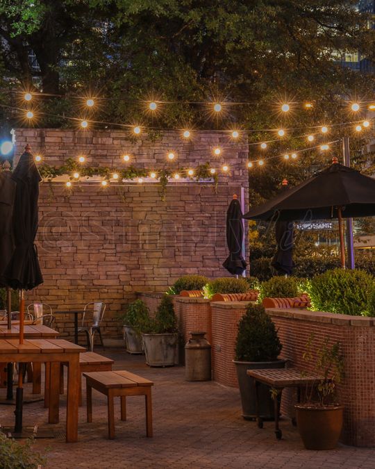 Market Lights for Outdoor Seating Area | Cafe lights patio .