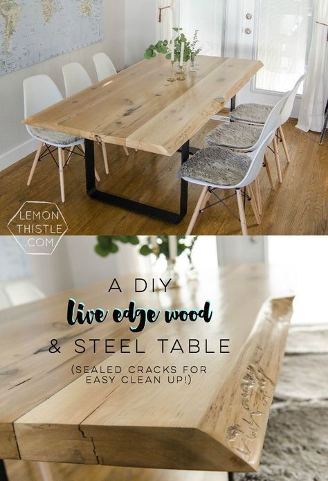 DIY Live Edge Table with Steel Base | Wood dining room table, Wood .