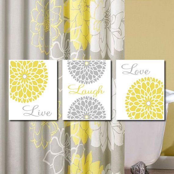 Yellow Gray WALL ART Live Laugh Love Prints or Canvas - Etsy .