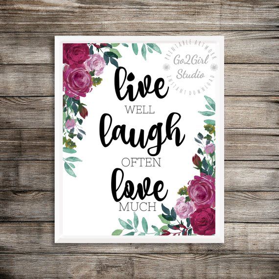Inspirational Print Live Laugh Love, Printable Wall Art, Art Print .