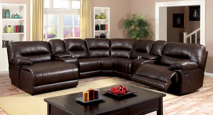 Furniture of America FA-CM6822BR Sectional, Brown | Power .