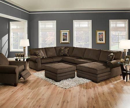 Gray w/ dk brown furniture | Brown sectional sofa, Living room .