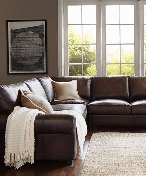 Living room furniture – brown sectional sofa