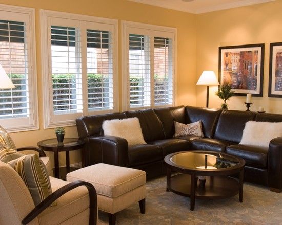Dark Brown Leather Sectional Family Room Design Ideas, Pictures .