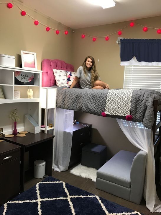 22 College Dorm Room Ideas for Lofted Beds | Beautiful dorm room .