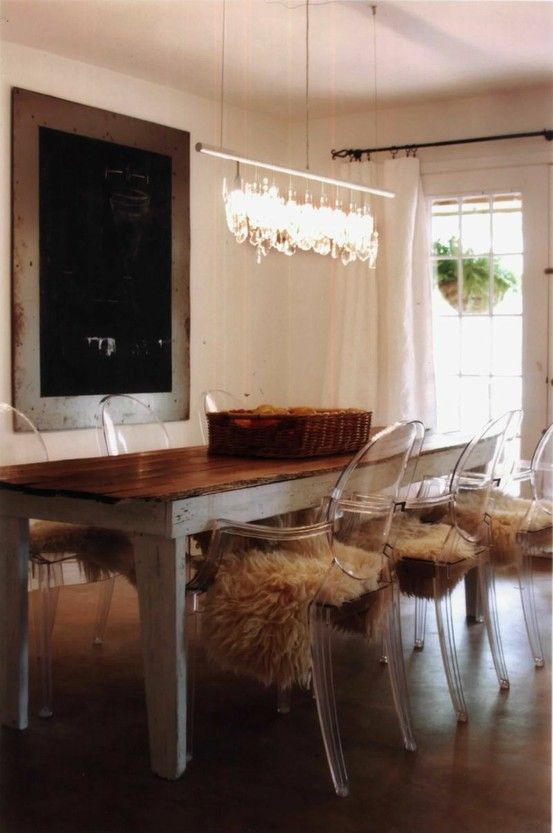 ghost chairs with antique table | Dining room inspiration, Modern .
