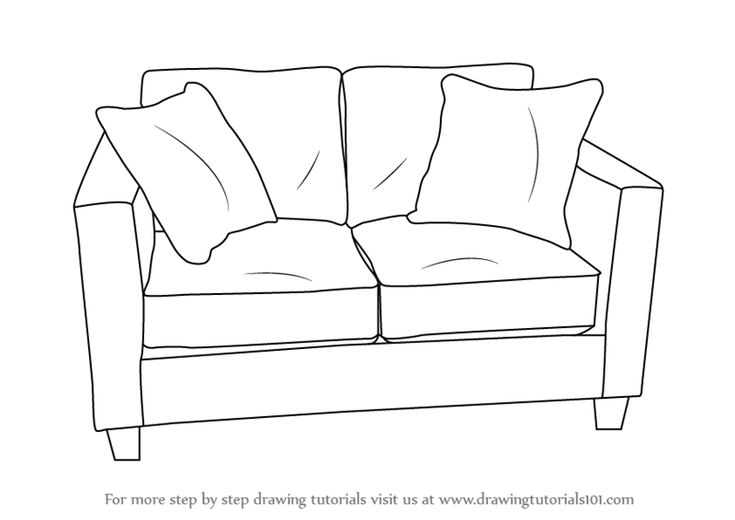 Step by Step How to Draw Love Seats (Sofa) : DrawingTutorials101 .