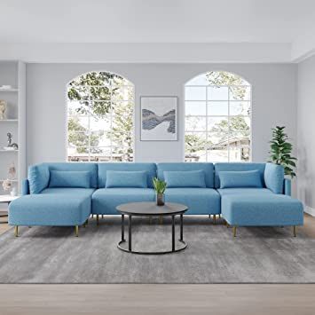 Magic Home 138" Convertible Sectional Sofa Couch, Modern Linen .