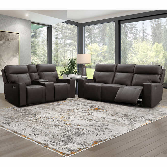 Kellan 2-piece Leather Power Reclining Set with Power Headrests .