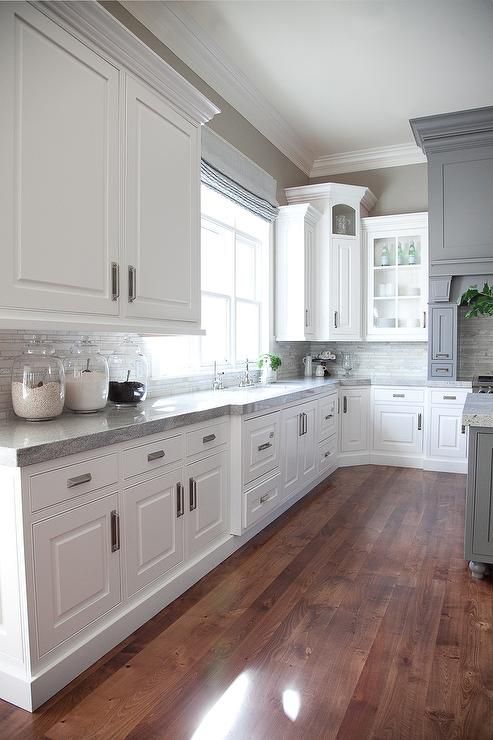 Gray and White Kitchen Design - Transitional - Kitchen .