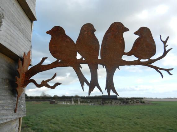 Rusty Birds on a Branch / Bird Garden Gift / Metal Garden - Etsy .