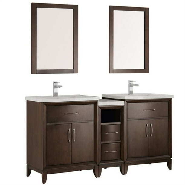 Cambridge 60"Antique Coffee Dbl Sink Traditional Bathroom Vanity .