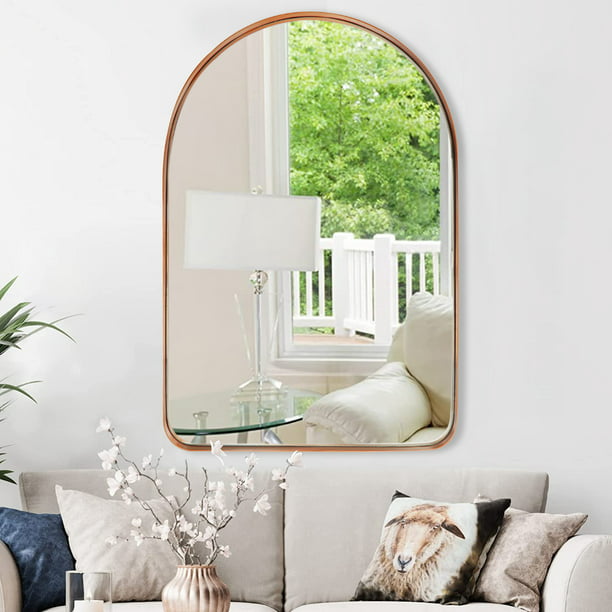 Clavie Arched Mirror with Metal Frame, 24" x 36" Vanity Mirror for .