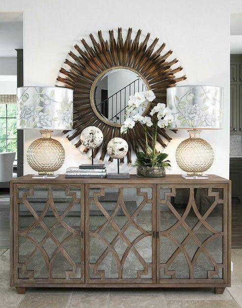 the lamps, mirror and accessories complement this buffet. A great .
