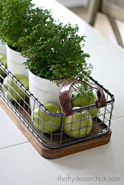 Easy spring centerpiece for your kitchen table, dining room table .