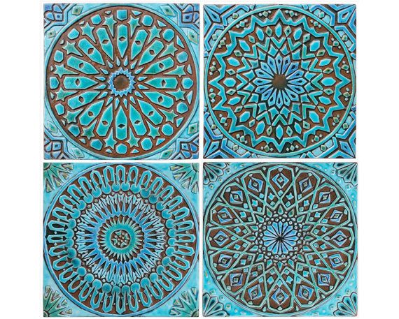 Moroccan wall hanging made from ceramic - exterior wall art .