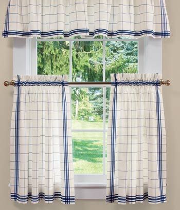 Country Curtains Windowpane Plaid Tier Panels in blue. Love this .