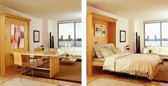 Guest bed/dining table combo | Murphy bed, Studio apartment bed .