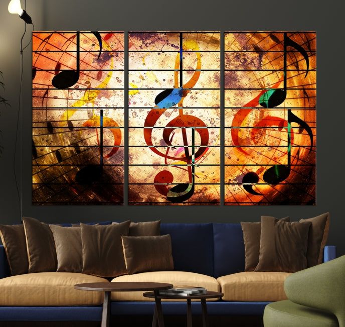 Large Abstract Music Canvas Artwork Treble Clef Wall Art Print .