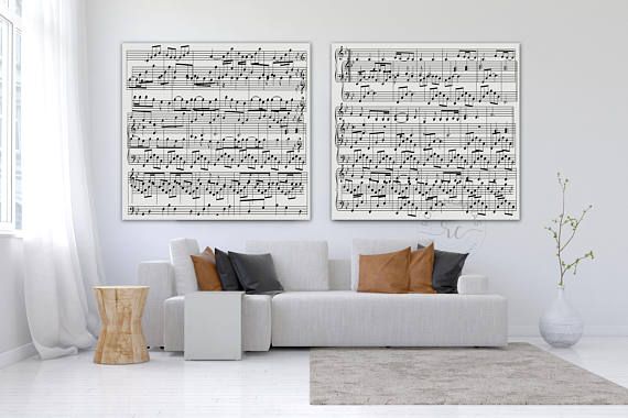 Sheet Music Notes Wall Art Set of 2 Sheet Music Art Wedding - Etsy .