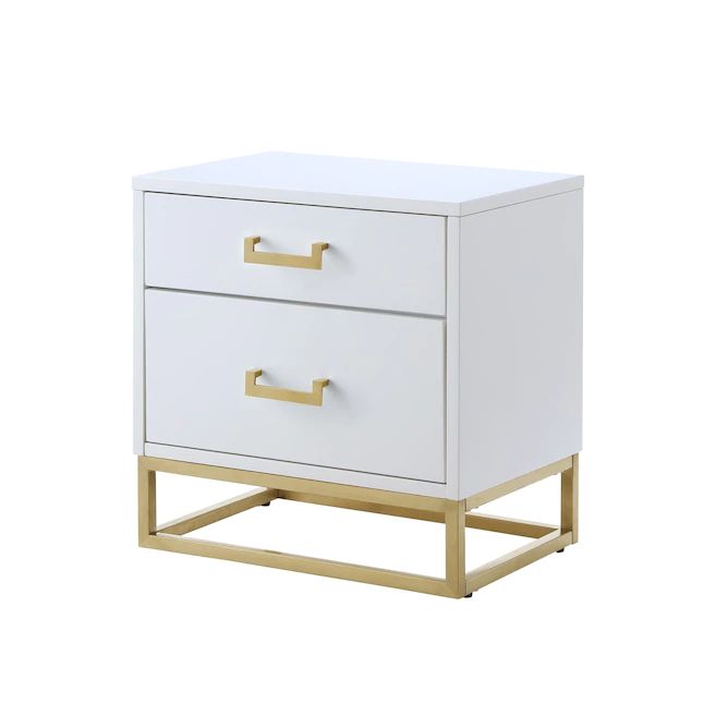 Nicole Miller Millani White/Gold Wood Veneer Modern End Table with .