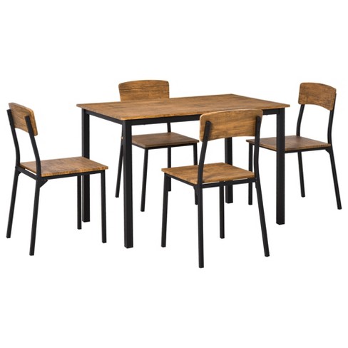 Homcom 5 Piece Modern Industrial Dining Table And Chairs Set For .