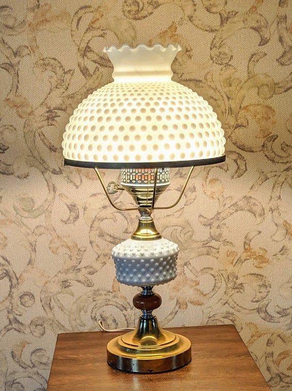 Vintage Table Lamp Milk Glass Hobnail Lamp Vintage Lighting | Etsy .