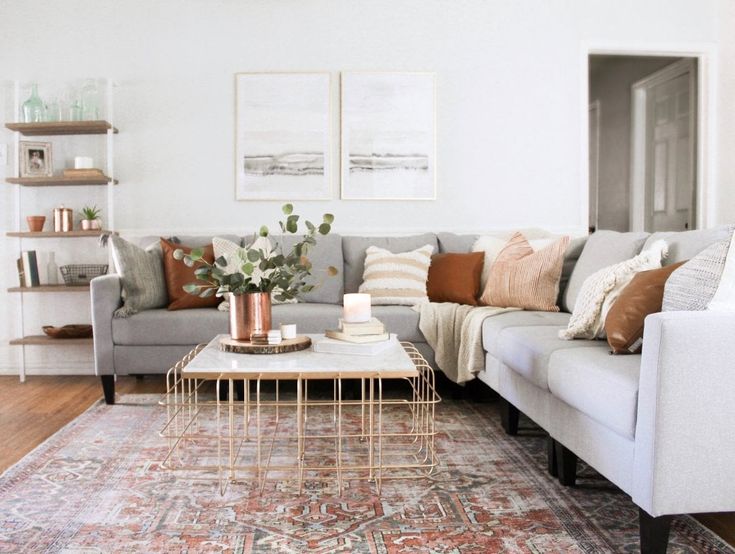 How to Place a Rug Under a Sectional Sofa - 12 Ideas | Gray .