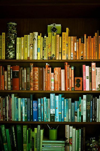 organized by color | Book organization, Bookshelves, Home librari