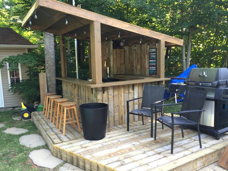 Tiki Bar - Backyard Pool Bar built with old patio wood | Backyard .