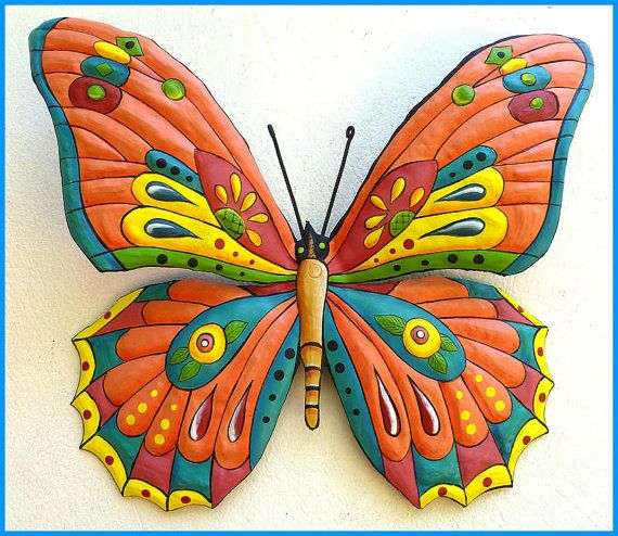 BUTTERFLY Metal Art Painted Metal Butterfly Butterfly Wall - Etsy .