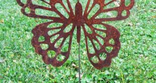 Butterfly Garden Stake Lawn Ornament Rust Garden Decoration - Etsy .