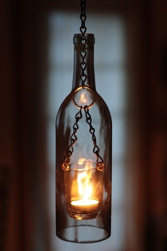 50 Coolest DIY Pendant Lights | Wine bottle lanterns, Wine bottle .