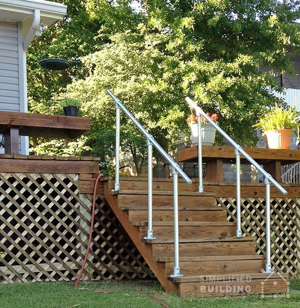 Simple & Sturdy Exterior Stair Railing | Outdoor stair railing .